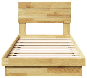 Estrutura cama cabeceira sem colchão 75x190 cm maciça carvalho