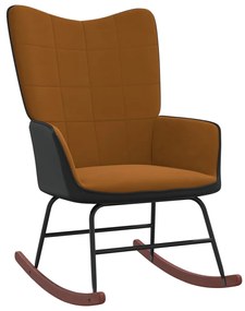 Cadeira de baloiço PVC e veludo castanho