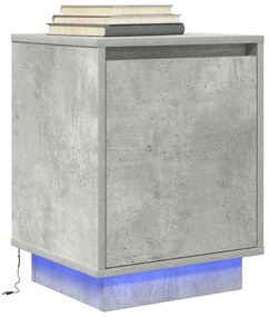 Mesas cabeceira c/ luzes LED 2 pcs 38x34x50 cm cinzento-cimento