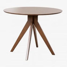 Mesa de jantar redonda de madeira (Ø100 cm) Sekiz Madeira Escura - Sklum
