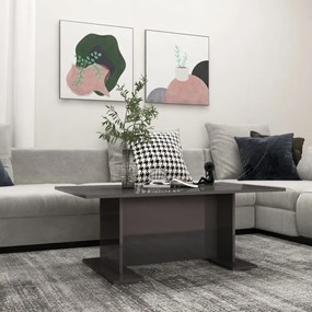 Mesa de centro 103,5x60x40 cm contraplacado cinzento brilhante