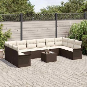 Conjunto de Sofá de Jardim vidaXL de 10 Peças com Almofadas Cinza Ratt