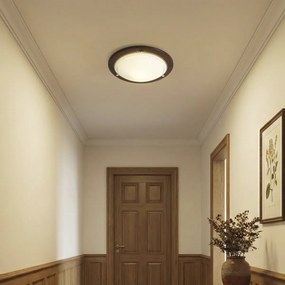 Plafon Clássico Madeira Nogueira com Vidro Branco - Mesiac