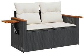 Conjunto de Sofás de Jardim com 12 Peças com Almofadas Preto Rattan Si