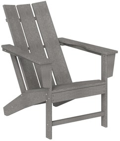 Outsunny Cadeira Adirondack de Exterior Cadeira de Jardim com Assento Extra Largo Carga 120 kg 75x83x90 cm Cinzento Escuro | Aosom Portugal