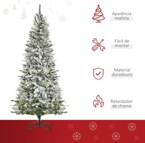 Árvore de Natal 210 cm com 250 Luzes LED Árvore de Natal Nevada com 829 Ramos e Base Dobrável Ø112x210 cm Verde