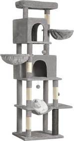 Arranhador Gatos, 59 x 48 x 190 cm, com 2 cavidades cinzento