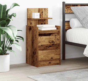 vidaXL Mesa de cabeceira com 2 gavetas 38x34x80 cm madeira velha