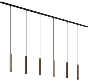 Sistema de iluminação de trilho moderno com 6 pendentes bronze monofásico - Slimline Keno