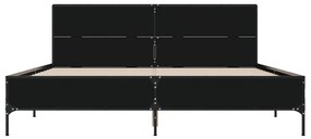 Estrutura de cama 140x200 cm derivados de madeira/metal preto