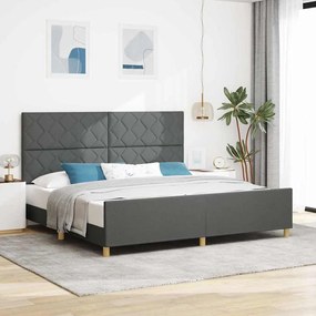 Cama vidaXL Cinza Escuro 200x200 cm Tecido