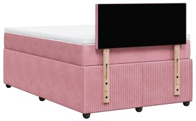 Cama boxspring com colchão 120x190 cm veludo rosa