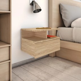vidaXL Mesas cabeceira suspensas 2 pcs deriv. madeira carvalho sonoma