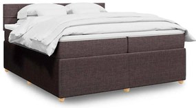 Cama com molas/colchão 200x200 cm tecido castanho-escuro