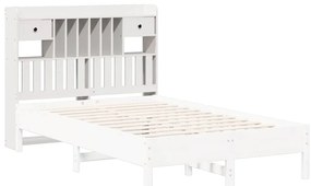 Cabeceira com arrumação 135 cm madeira de pinho maciça branco