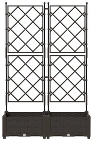 Jardineira com Treliça 2 pcs Castanho 80x40x125.5 cm