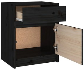 Mesas de cabeceira 2 pcs 40x31x50 cm pinho maciço preto