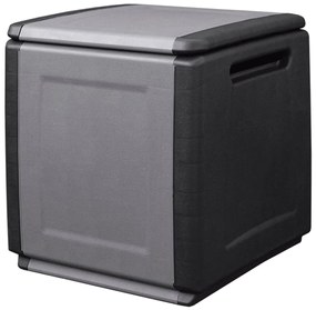 151816 vidaXL Caixa arrumação p/ jardim 54x53x57 cm 130L cinza-escuro e preto