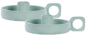 Conjunto de 2 porta-velas em metal verde menta CHORIO Beliani