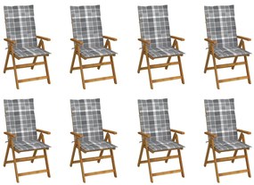 Cadeiras de jardim dobráveis c/ almofadões 8 pcs acácia maciça