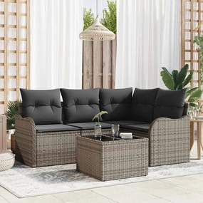 Conjunto de Sofá de Jardim de 4 Peças com Almofadas de Polirattan Preto vidaXL