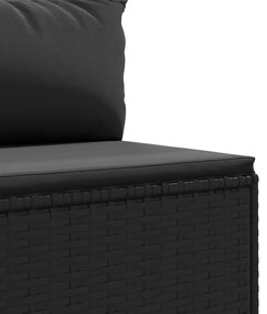 11 pcs conjunto lounge de jardim c/ almofadões vime PE preto