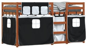 Beliche com cortinas 75x190 cm pinho maciço branco e preto