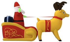 Pai Natal e renas insufláveis com luzes LED 130 cm