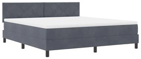 Cama Box Spring com Colchão Cinza Escuro Super King em Veludo