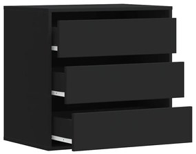 Cómoda com 3 Gavetas - 60x41x58 cm - derivados de madeira - preto