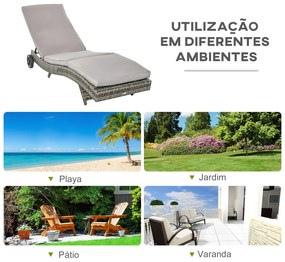 Espreguiçadeira de Vime Reclinável Espreguiçadeira de Jardim com Forma