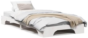 Estrutura de Cama Branca 80x200 cm em Madeira de Pinho Sólido