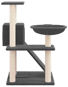 Árvore p/ gatos c/ postes arranhadores sisal 82 cm cinza-escuro
