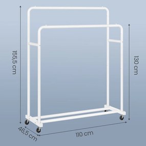 Guarda roupa aberto com rodas 46,5 x 110 x 155,5 cm Branco