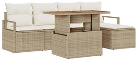Conjunto de Sofás de Jardim 6 pcs Bege e Creme Médio
