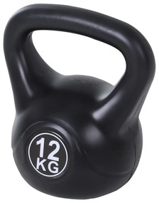 Peso Russo de 12 kg Kettlebell Preenchido de Areia com Punho Largo e Antiderrapante para Trenos em Casa e Ginásio 27x21x31 cm Preto