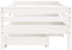 Estrutura cama infantil c/ gavetas 70x140cm pinho maciço branco