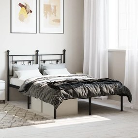 vidaXL Estrutura de cama com cabeceira 120x190 cm metal preto