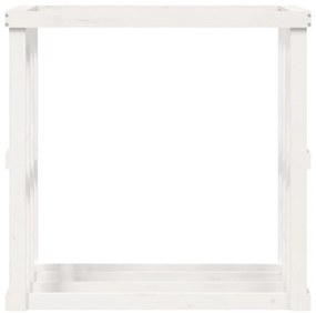 Suporte de lenha p/ exterior 108x52x106 cm pinho maciço branco