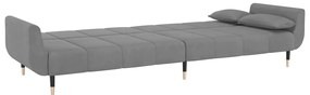 Sofá-cama 2 lugares com duas almofadas veludo cinzento-claro