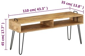 Móvel de TV madeira de mangueira maciça 110x35x45 cm