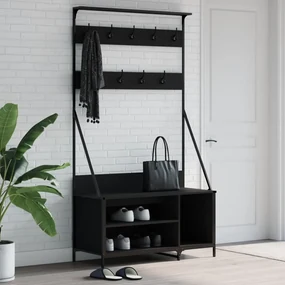 vidaXL Bengaleiro c/ arrumação de calçado 100x41x184 cm preto