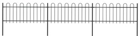 vidaXL Cerca jardim com topo em aros 5,1x0,8 m aço preto