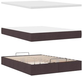Estrutura cama otomana colchão 140x200cm tecido castanho escuro
