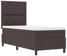 Cama Box Spring com Colchão Castanho Escuro 80x200 cm Tecido