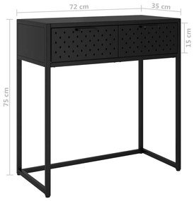 Mesa consola 72x35x75 cm aço preto