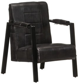 325148 vidaXL Poltrona couro de cabra genuíno 60x80x87 cm preto