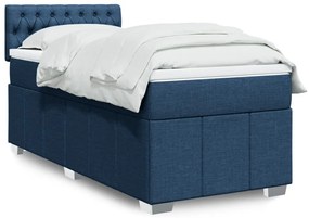 vidaXL Cama com molas/colchão 90x190 cm tecido azul