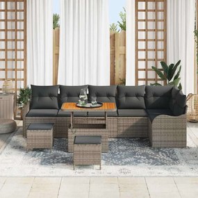 vidaXL Conjunto de Sofá de Jardim 9 pcs Cinzeto vime PE