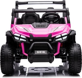 Carro elétrico para Crianças 24V, 4x4, 2 lugares Gravity Buggy Rodas de espuma EVA e assento Couro ecológico rosa